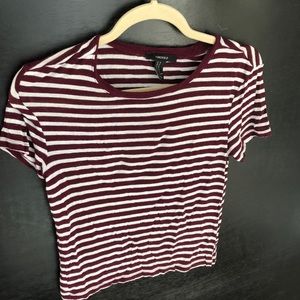 Maroon & white stripes shirt